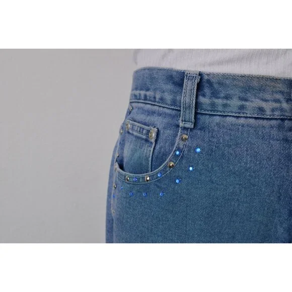 Vintage 80s Flared Rhinestones Mom Jeans by‎ L.A. BLUES size 12 - Picture 9 of 10